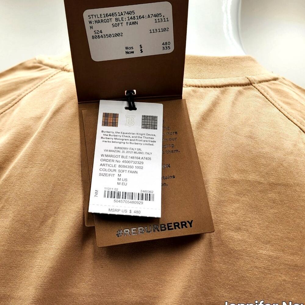 WOMEN'S BURBERRY SANTO LOGO T-SHIRT/SOFT FAWN/MEDIUM RETAIL $480 - Picture 10 of 16